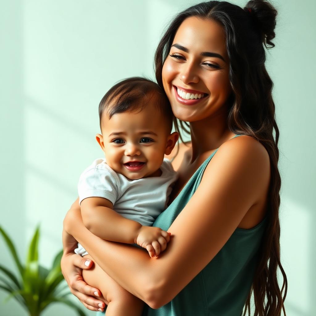 Mãe e criança felizes — promoção plano infantil